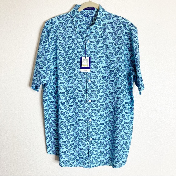 Alan Flusser Classic Paisley Print Button Down Shirt - L - Picture 1 of 8